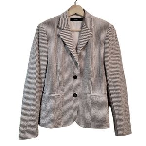Lauren Ralph Lauren 6 Seersucker Pin Striped Blazer White Gray
